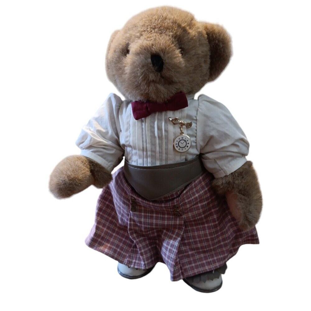 Golf Bear Outfit Kilt Clock‎ Brooch Tender Heart Treasures Vintage 12" Tall